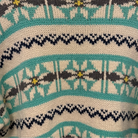 American Eagle Blue Cream Oversized Fairisle Mock Neck Sweater - size S - Picture 11 of 15